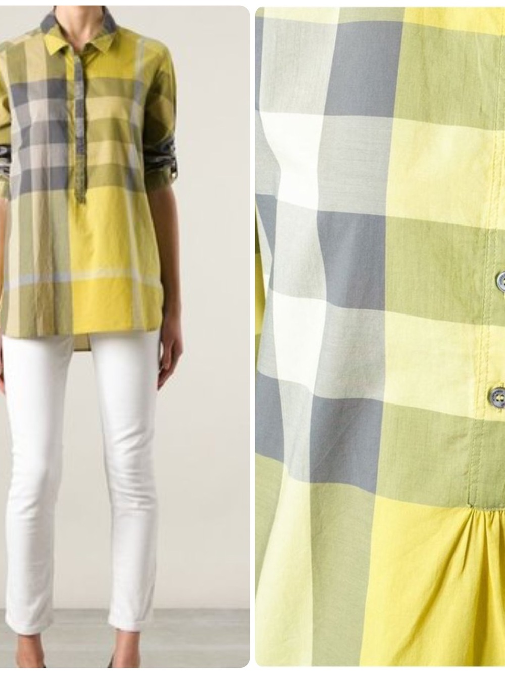 BURBERRY BRIT Exploded Nova Check Popover Shirt Amber Yellow